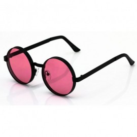 Round CLASSIC 60's Vintage Retro LENNON Style Round Frame Sunglasses - Black/Pink - CW182G8UMO9 $8.98