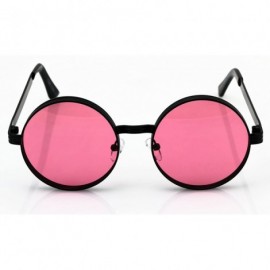 Round CLASSIC 60's Vintage Retro LENNON Style Round Frame Sunglasses - Black/Pink - CW182G8UMO9 $8.98