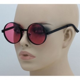 Round CLASSIC 60's Vintage Retro LENNON Style Round Frame Sunglasses - Black/Pink - CW182G8UMO9 $8.98