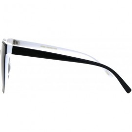 Rectangular Womens Minimal Horned Simple Plastic Boyfriend Style Sunglasses - Black White Black - CR186C282GW $8.96