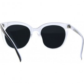 Rectangular Womens Minimal Horned Simple Plastic Boyfriend Style Sunglasses - Black White Black - CR186C282GW $8.96