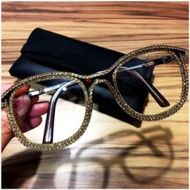 Oversized Oversized Rhinestone Aviator Sunglasses for Women Diamond Shades - Brown Frame/Gold Rhinestone - C118XS00K30 $17.34