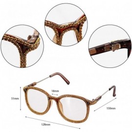 Oversized Oversized Rhinestone Aviator Sunglasses for Women Diamond Shades - Brown Frame/Gold Rhinestone - C118XS00K30 $17.34