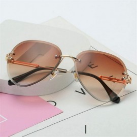 Oversized RimlSunglasses Women Fashion Sun Glasses Metal Farme Gradient Shades Cutting Lens FaGoggles UV400 - Brown - CJ18ZIG...