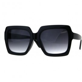 Oversized Thick Plastic Rectangular Large Butterfly Sunglasses - Shiny Black Smoke - CB1808I0RCT $10.34