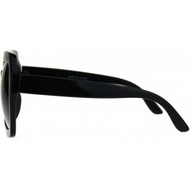 Oversized Thick Plastic Rectangular Large Butterfly Sunglasses - Shiny Black Smoke - CB1808I0RCT $10.34