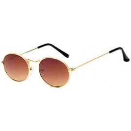 Goggle Vintage Retro Oval Sunglasses Ellipse Metal Frame Glasses Trendy Fashion Shades - F - CH18UH9WHEX $10.88