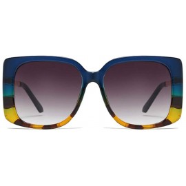 Rectangular UV400 Women Sunglasses Rectangular Vintage Retro Bold Square Multi Tinted Frame - Tortoise Blue - C91963Z9EQK $19.31