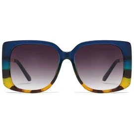 Rectangular UV400 Women Sunglasses Rectangular Vintage Retro Bold Square Multi Tinted Frame - Tortoise Blue - C91963Z9EQK $19.31