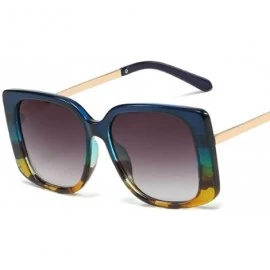 Rectangular UV400 Women Sunglasses Rectangular Vintage Retro Bold Square Multi Tinted Frame - Tortoise Blue - C91963Z9EQK $19.31