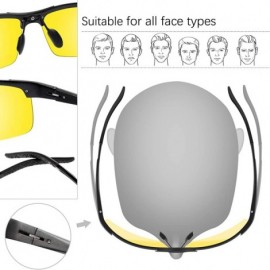 Semi-rimless Men's Photochromic Polarized Sunglasses Day and Night Driving Sports Glasses - 8177 Yellow - CE192DU5E27 $18.29