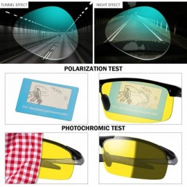 Semi-rimless Men's Photochromic Polarized Sunglasses Day and Night Driving Sports Glasses - 8177 Yellow - CE192DU5E27 $18.29