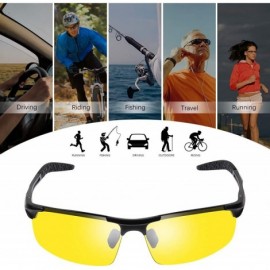 Semi-rimless Men's Photochromic Polarized Sunglasses Day and Night Driving Sports Glasses - 8177 Yellow - CE192DU5E27 $18.29