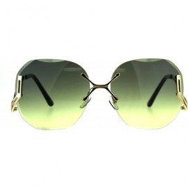 Butterfly Womens Luxury Rimless Designer Fashion Butterfly Sunglasses - Green Yellow - CY18CGO6QOD $14.10