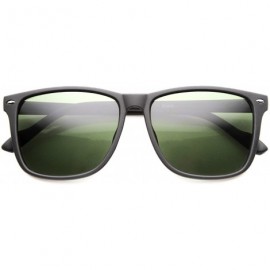 Wayfarer Thin Armed Casual Fashion Rectangular Horn Rimmed Frame with Green Tinted Lens Sunglasses - Black - CC122XJTPVR $11.64