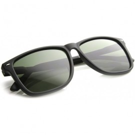 Wayfarer Thin Armed Casual Fashion Rectangular Horn Rimmed Frame with Green Tinted Lens Sunglasses - Black - CC122XJTPVR $11.64