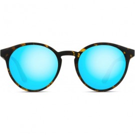 Cat Eye Classic Small Round Retro Sunglasses - Tortoise / Mirror Blue - C612GVZ5XOR $25.96