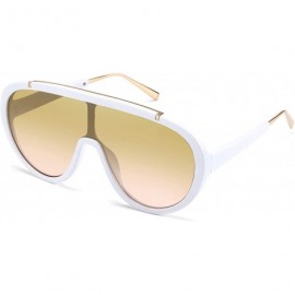 Goggle Oversized One Piece Sunglasses Women Men Fahion Siamese Lenses Retro Design B2580 - White - CI196RENOWC $16.17