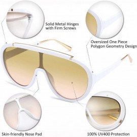 Goggle Oversized One Piece Sunglasses Women Men Fahion Siamese Lenses Retro Design B2580 - White - CI196RENOWC $16.17