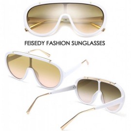 Goggle Oversized One Piece Sunglasses Women Men Fahion Siamese Lenses Retro Design B2580 - White - CI196RENOWC $16.17