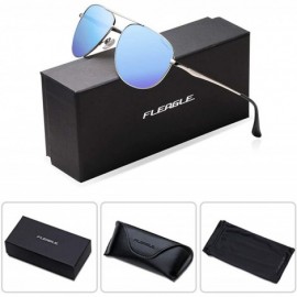 Aviator Aviator Polarized Sunglasses for Men-Women-Sun Shade with UV400 & Spring Hinges - Blue - CK18IL07G6N $12.56