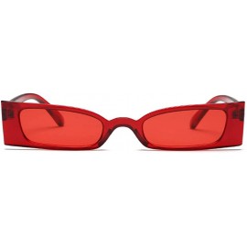 Rectangular Small frame Men and women Sunglasses Fashion Retro Sunglasses - Red - CU18LL0Q7TR $9.41