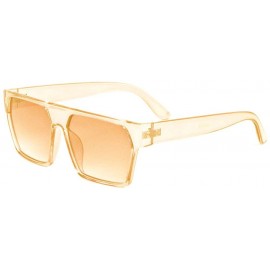 Shield Flat Top Geometric Crystal Color Plastic Shield Sunglasses - Yellow - C1197USK0QY $12.92