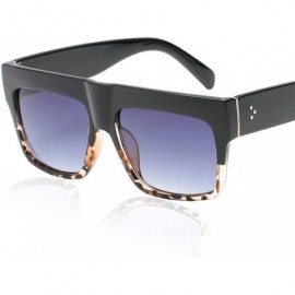 Oval Lady Vintage Big Square Sunglasses Rivet Eyewear Flat Top Sun Glasses - Black Gray - C918TZKSTL7 $14.40