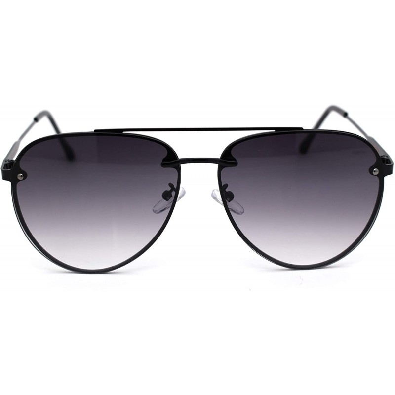 Rimless Luxury Rimless Double Bridge Designer Racer Pilots Sunglasses - Black Smoke - CN18WY75L3I $17.73