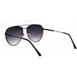 Rimless Luxury Rimless Double Bridge Designer Racer Pilots Sunglasses - Black Smoke - CN18WY75L3I $17.73