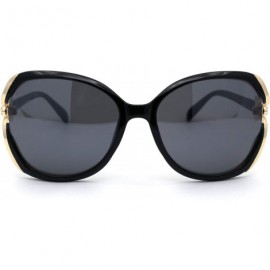 Butterfly Womens Leopard Jewel Emblem Hinge Butterfly Sunglasses - Black Gold Black - CY196WOKGTS $15.26