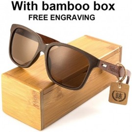 Wayfarer Personalized Walnut Wood Wooden Sunglasses UV400 Groomsmen Gifts - Sunglasses With Wood Box - C8184C3429E $18.75