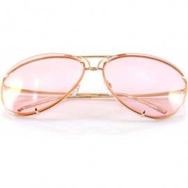 Aviator Retro Rimless Oversize Round Color Tinted Mirrored Sunglasses A031 A032 - Pink - CY186EELWKZ $10.31