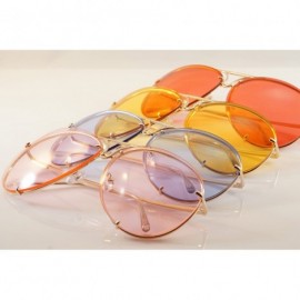 Aviator Retro Rimless Oversize Round Color Tinted Mirrored Sunglasses A031 A032 - Pink - CY186EELWKZ $10.31