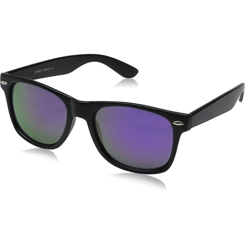 Oversized Matte Black Horn Rimmed Sunglasses - Classic - Black / Purple - C712ECUDWVT $8.60