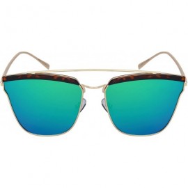 Square Women's Chic Square Sunnies with Flat Color Mirror Lens 32209-FLREV - Demi - CD12OCV6YLS $10.52