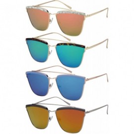 Square Women's Chic Square Sunnies with Flat Color Mirror Lens 32209-FLREV - Demi - CD12OCV6YLS $10.52