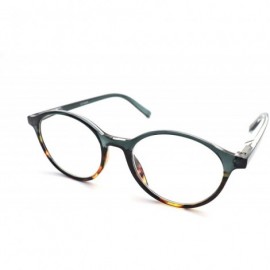 Round shoolboy fullRim Lightweight Reading spring hinge Glasses - Z1 Shiny Green Tortoise 2 Tone - CZ18TWHR80W $19.47