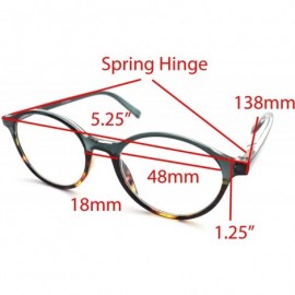 Round shoolboy fullRim Lightweight Reading spring hinge Glasses - Z1 Shiny Green Tortoise 2 Tone - CZ18TWHR80W $19.47