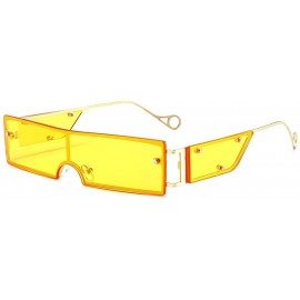 Rectangular Rectangular Sunglasses with Side Shields Party One Piece Vintage Sun Glasses Metal - Gold With Yellow - CI1999IEG...