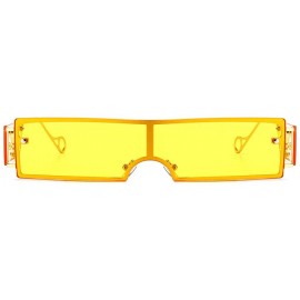 Rectangular Rectangular Sunglasses with Side Shields Party One Piece Vintage Sun Glasses Metal - Gold With Yellow - CI1999IEG...