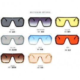 Goggle Flat Top Oversize One Piece Lens Goggle Sunglasses Women Fashion Gradient Square Shades - Gray - C318M7389KM $14.94