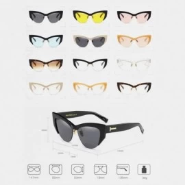 Cat Eye Cateye Sunglasses for Women Vintage Retro Cat Eye Half Rimmed glasses - C13 - CI18G92N2ZG $18.17