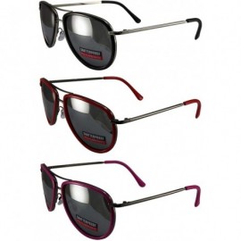 Aviator 3 Pairs Swag Aviator B Fashion Sunglasses Black Red Pink Frame Flash Mirror Lens - CD18Z6QAWAH $32.19