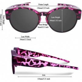 Oversized Polarized Fit Over Glasses Sunglasses with Oversized Cat Eye Frame for Men and Women - Purple Leopard - CA199GKHL7C...