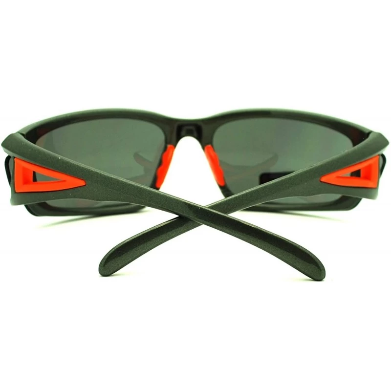 Mens Biker Shatterproof Warp Around Plastic Sports Sunglasses - Grey Black  Orange - CN11LZBDXNL