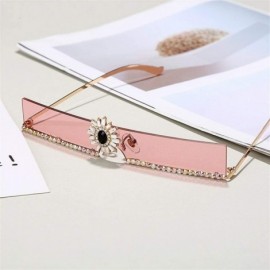 Square Fashion Small Diamond Sunglasses Women Luxury Colorful Rhinestone Flower Crystal Rimless Sun Glasses For Female - CE19...