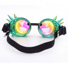 Goggle Kaleidoscope Steampunk Rave Glasses Goggles with Rainbow Crystal Glass Lens - Yellow-green Spike - CA18GLRLWQD $12.67