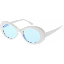 Goggle Bold Retro Oval Mod Thick Frame Sunglasses Clout Goggles with Color Tinted Round Lens 51mm - White / Blue - C6182XLWIS...