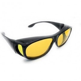 Oversized Wrap Around Night Vision Glasses - Fit Over Glasses with Polarized Yellow Lens Night Driving Glasses - Black - C918...